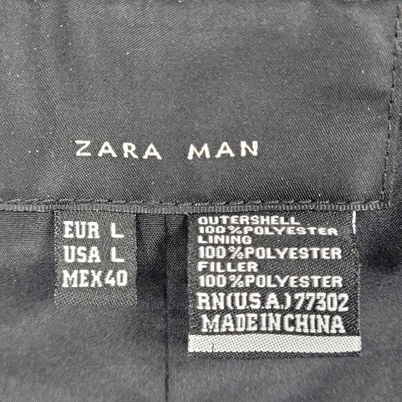 Zara Man Black Full Zip Knit Collar Lightweight Zip Pockets Jacket Size Large L - Picture 3 of 14